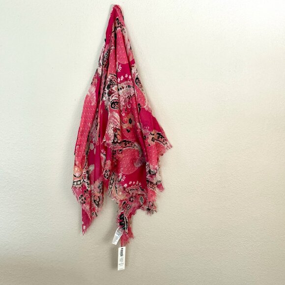 Chico’s Pink Floral Paisley Scarf – 40" Square, NWT - Picture 2 of 7